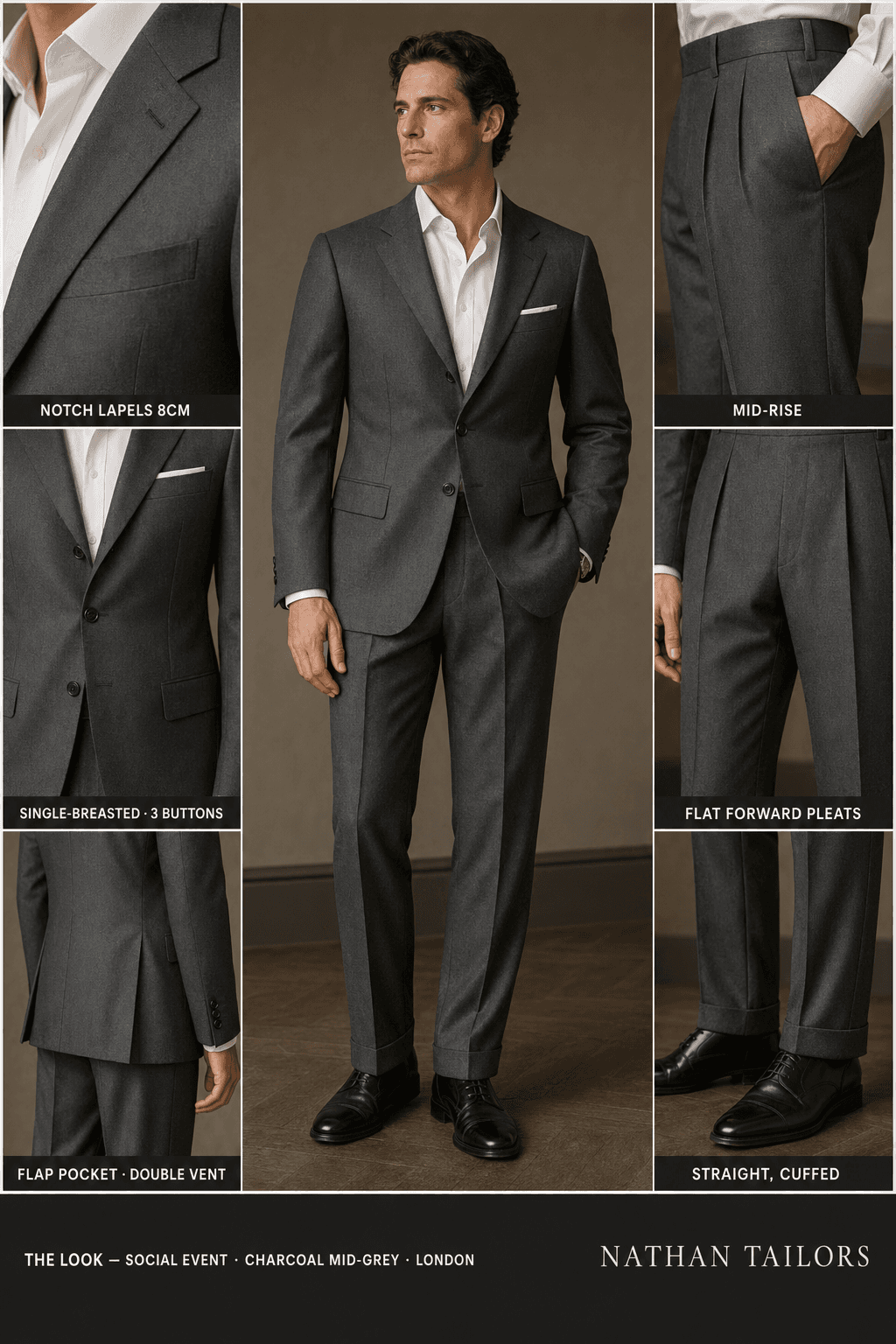 charcoal mid-grey single-breasted online custom suit — designed at RemoteSuit, made to measure online