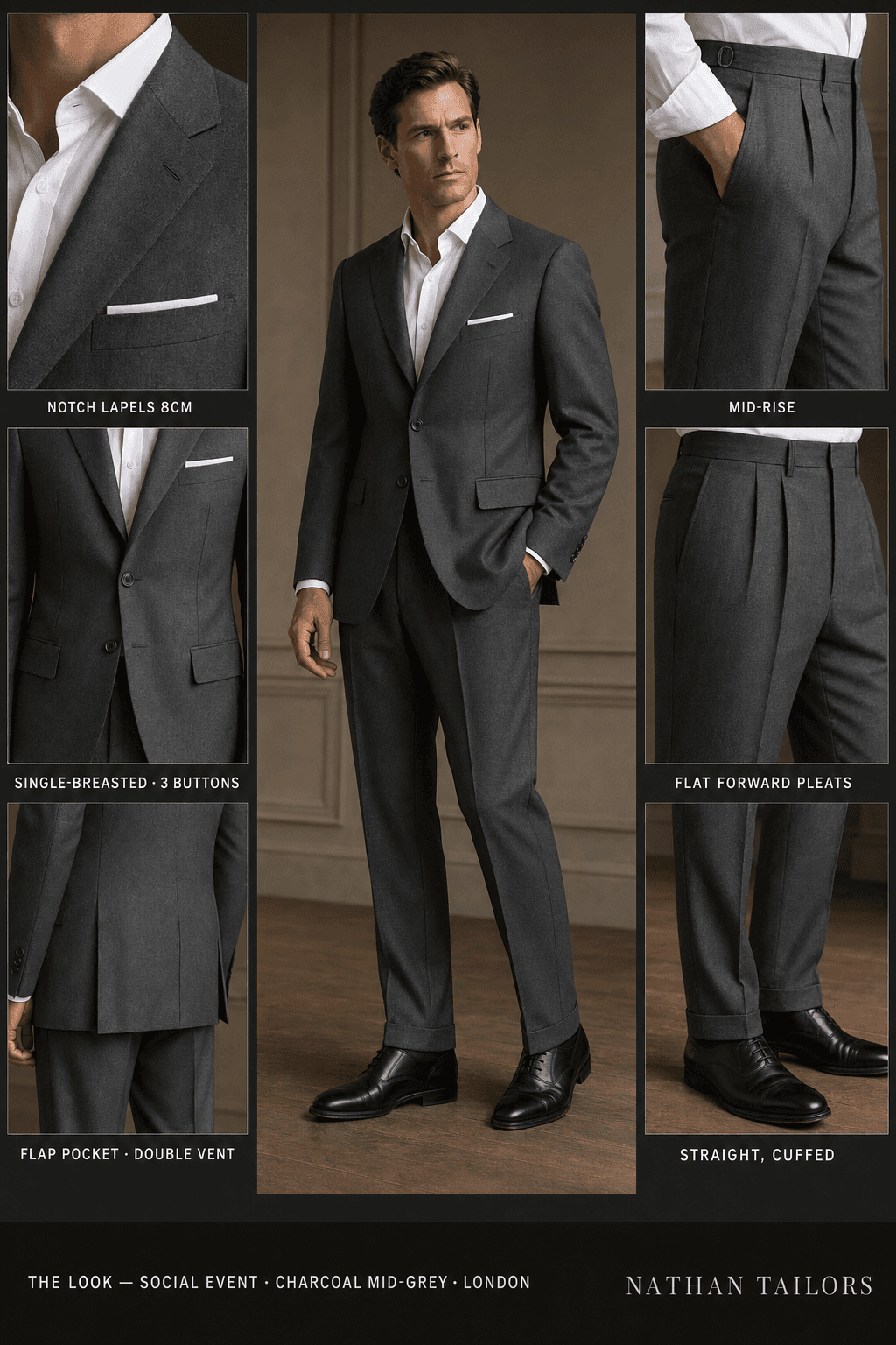charcoal mid-grey single-breasted online custom suit — RemoteSuit made-to-measure design