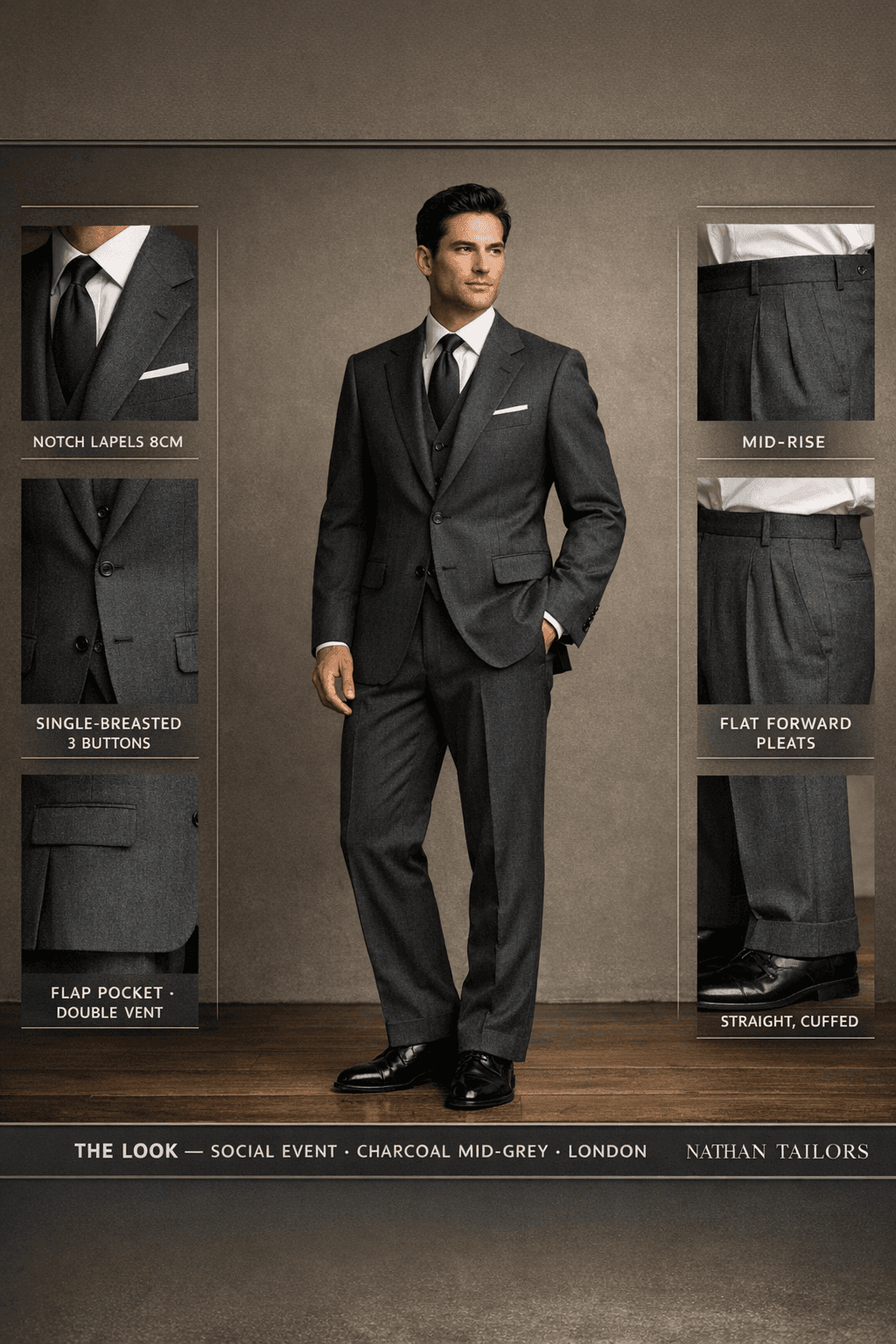 charcoal mid-grey single-breasted online custom suit — designed at RemoteSuit, made to measure online