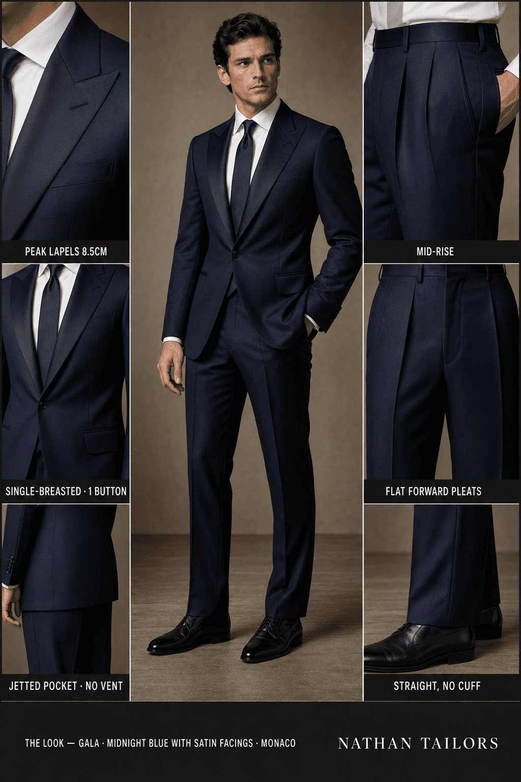 midnight blue with satin facings single-breasted online custom suit — designed at RemoteSuit, made to measure online