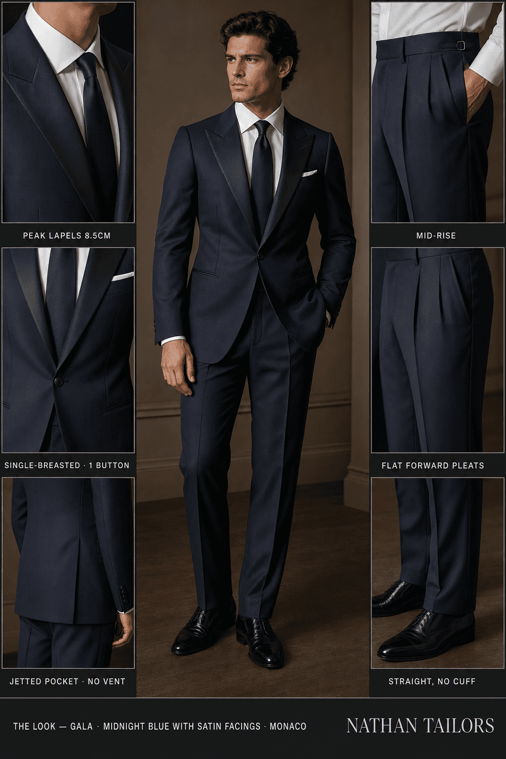 midnight blue with satin facings single-breasted online custom suit — designed at RemoteSuit, made to measure online