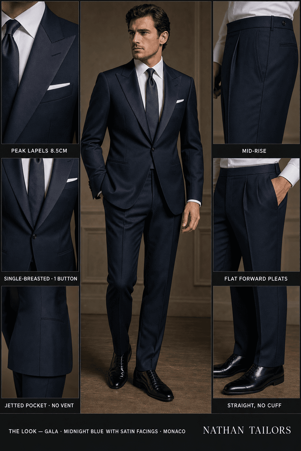 midnight blue with satin facings single-breasted online custom suit — designed at RemoteSuit, made to measure online
