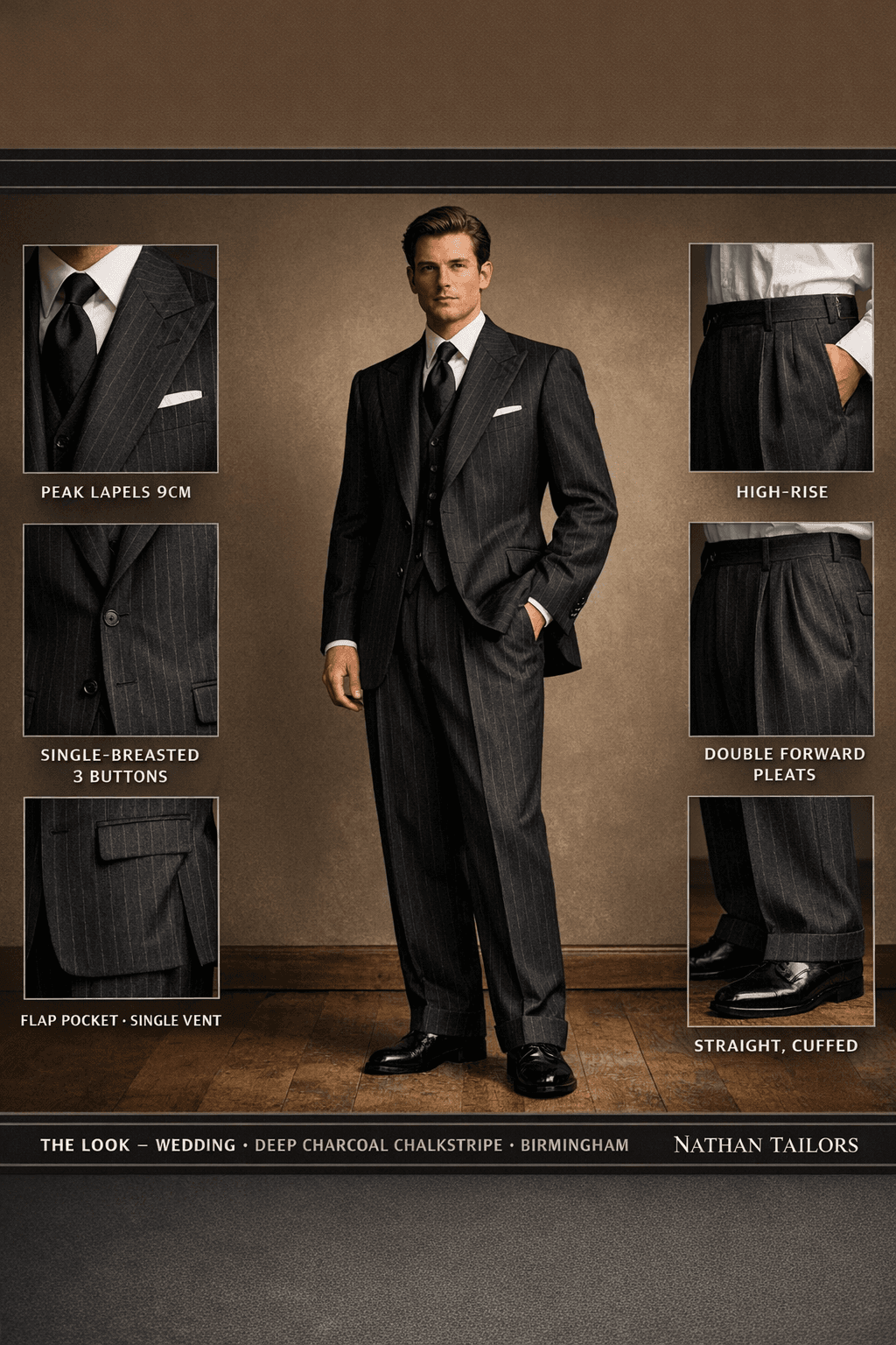 deep charcoal chalkstripe single-breasted online custom suit — designed at RemoteSuit, made to measure online