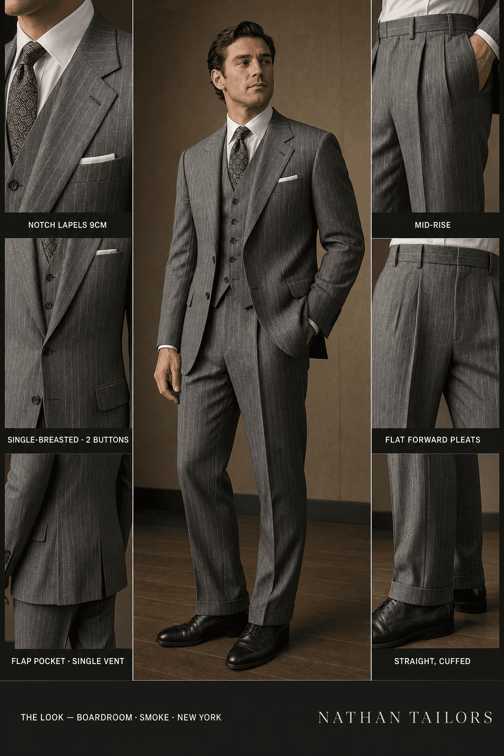 smoke single-breasted online custom suit — RemoteSuit made-to-measure design
