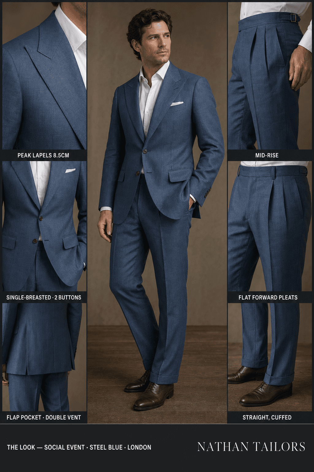 steel blue single-breasted online custom suit — designed at RemoteSuit, made to measure online