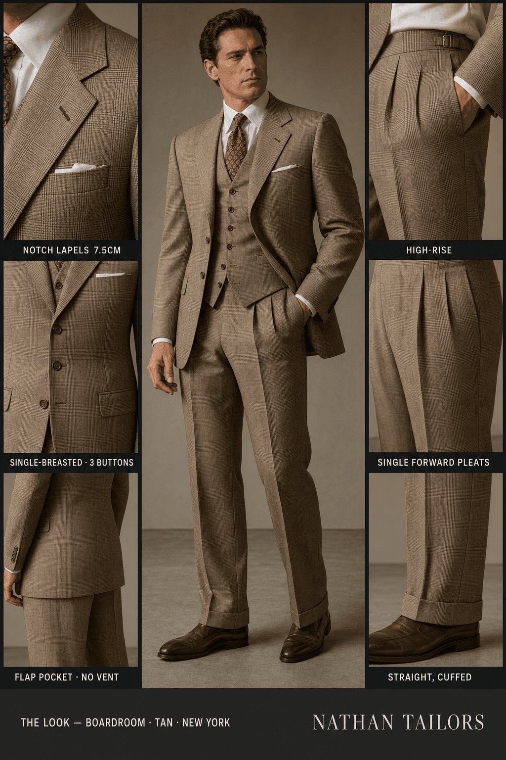 tan single-breasted online custom suit — RemoteSuit made-to-measure design