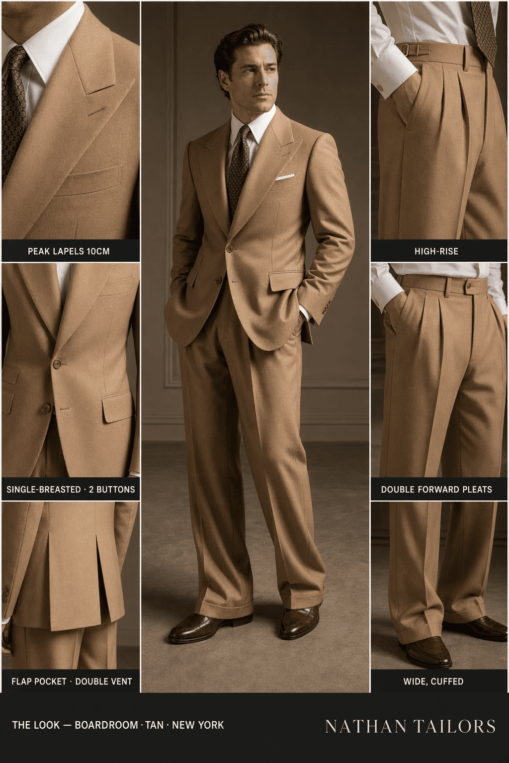 tan single-breasted online custom suit — designed at RemoteSuit, made to measure online
