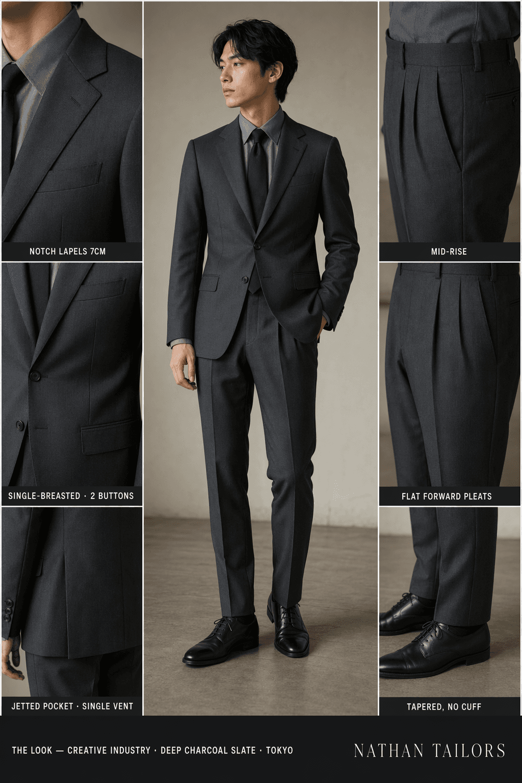 deep charcoal slate single-breasted online custom suit — designed at RemoteSuit, made to measure online