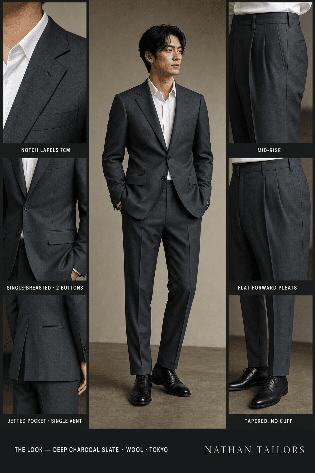 deep charcoal slate single-breasted online custom suit — designed at RemoteSuit, made to measure online